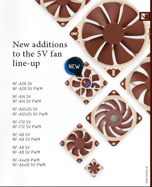 6年质保、主打静音:noctua 猫头鹰 发布 5V系列 超静音风扇