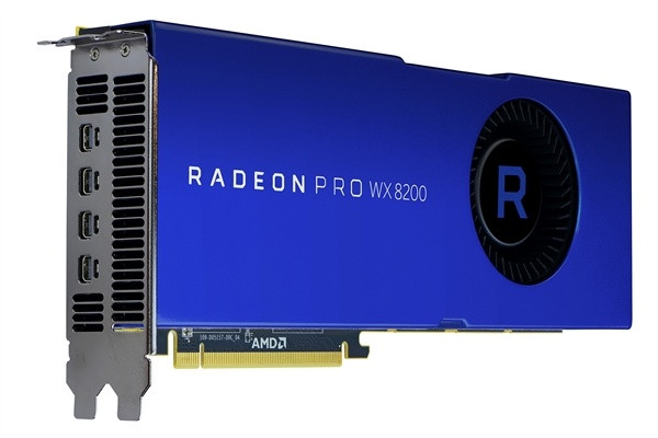 支持8K、半精度峰值21.6 TFLOPs：AMD 发布 Radeon Pro WX 8200 专业显卡
