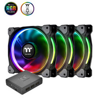 Tt（Thermaltake）Riing Plus 14 LED RGB 机箱风扇（14cm风扇*3/1680万色/数位控制盒/防震系统/LED导光圈）