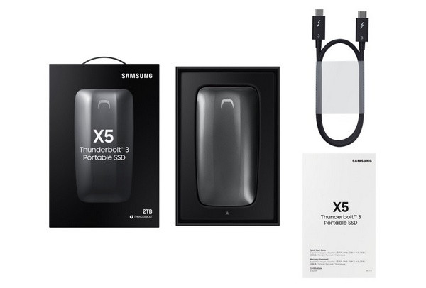 雷电3传输2.8GB/s读取：SAMSUNG 三星 发布 Portable SSD X5 移动硬盘