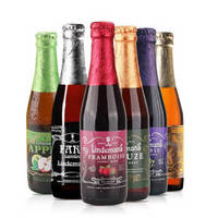 林德曼 比利时进口lindemans水果味啤酒cider西打酒女士酒 6瓶组合装樱桃+桃子+蓝莓+山梅+法柔+混酿