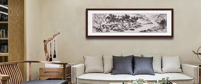 客厅挂画如何挂出惊艳感?山水画那动人心弦的一面_装饰字画_什么值得买