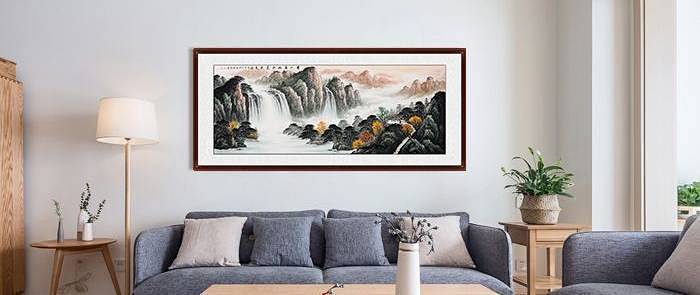 客厅挂什么画比较合适,经典大瀑布山水画彰显中式神韵与精髓_装饰字画_什么值得买