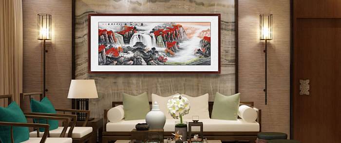 中式客厅挂什么?国画山水美丽景色雅致非凡!_家居家装_什么值得买