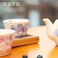 细品一壶香茶，静听花开的声音：日本 Ceramic 蓝 美浓烧 一壶两杯套装