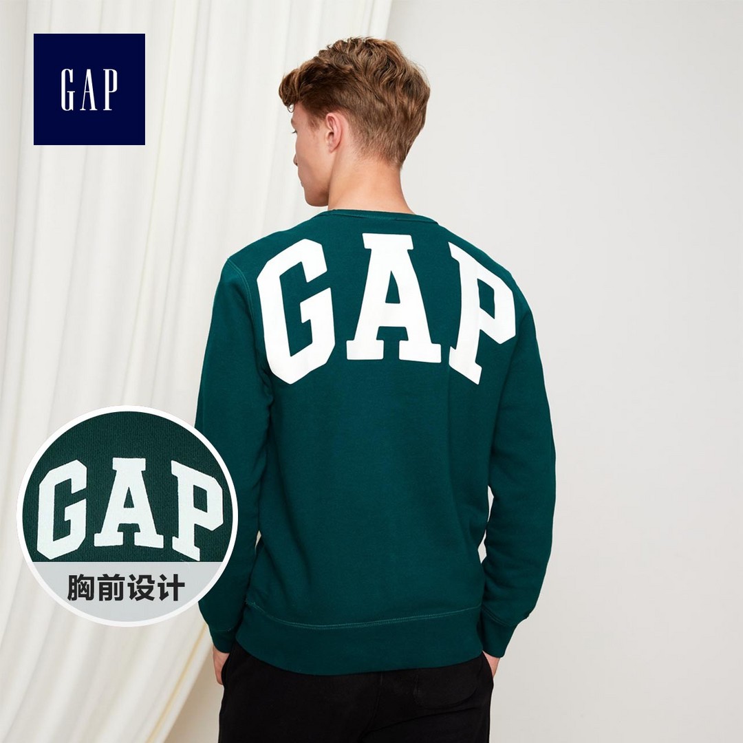 总要有点绿！Gap 徽标纯色套头卫衣