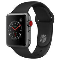 Apple Watch Series 3智能手表（GPS+蜂窝网络款 38毫米 深空灰色铝金属表壳 黑色运动型表带 MTGL2CH/A）