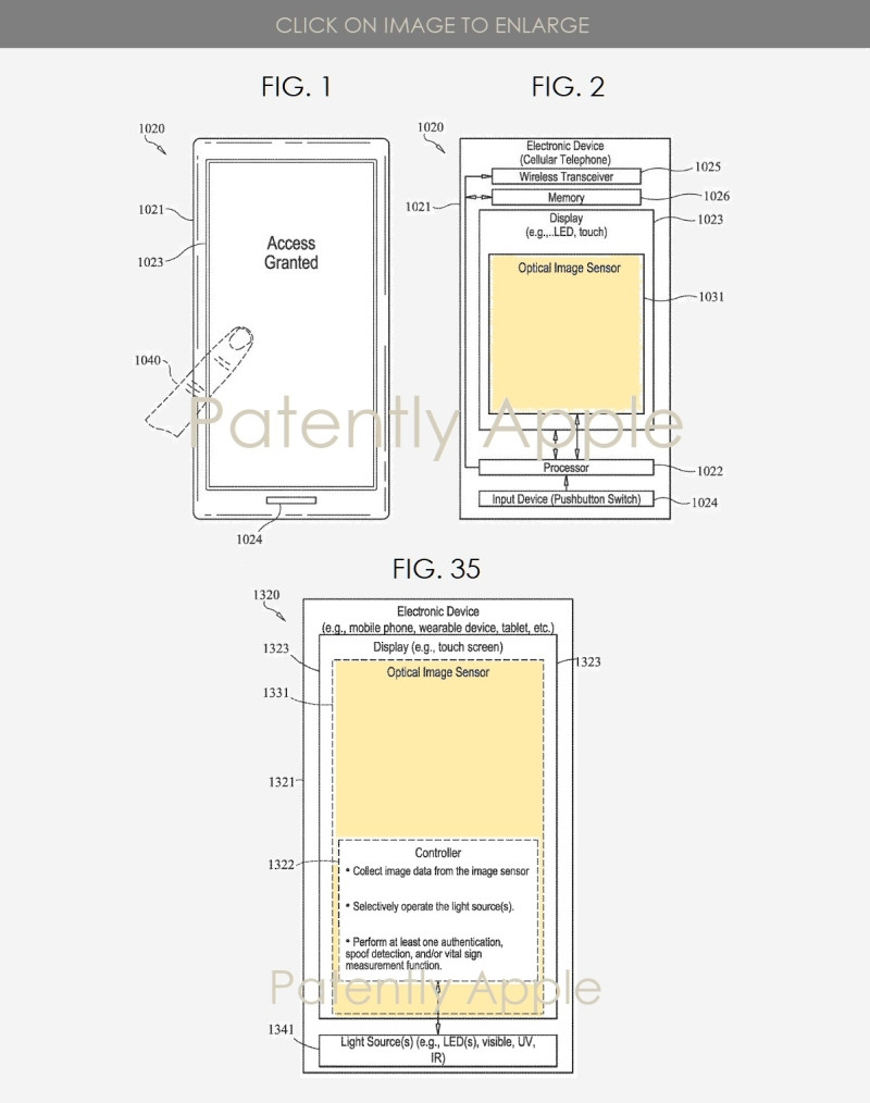 全屏识别、任意位置解锁：Apple 苹果 获得屏下指纹新专利