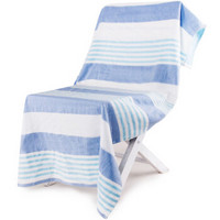 三利 纯棉纱布浴巾 A类标准 婴儿可用 柔软不掉毛裹身抹胸洗澡巾 70×140cm 青蓝条纹