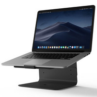 iQunix E-stand铝合金macbook苹果笔记本支架电脑散热器 3挡高度调节可升降电脑桌面增高架   黑色