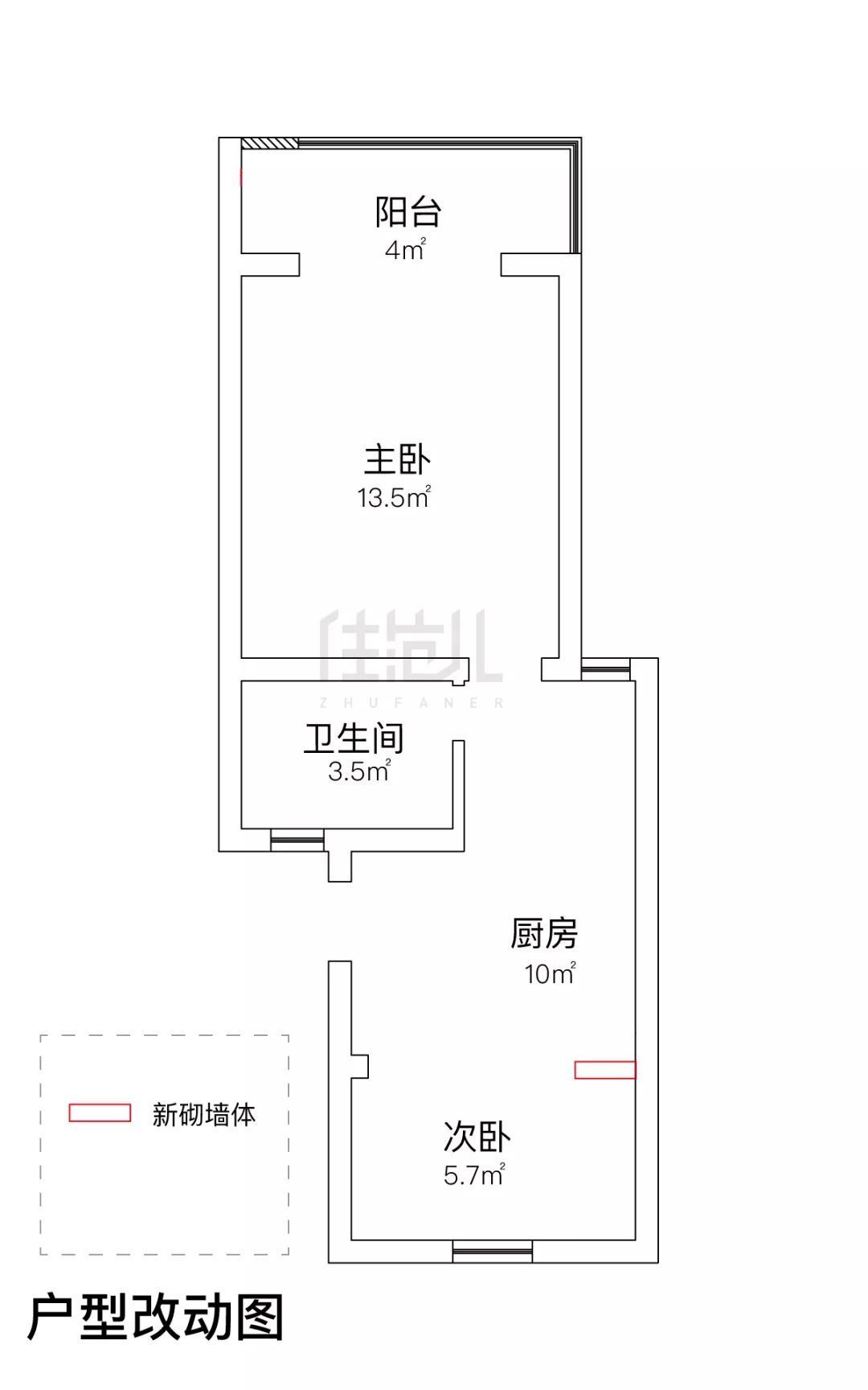 50㎡老破小学区房,新建一面墙,厨房变次卧,每1㎡都不将就