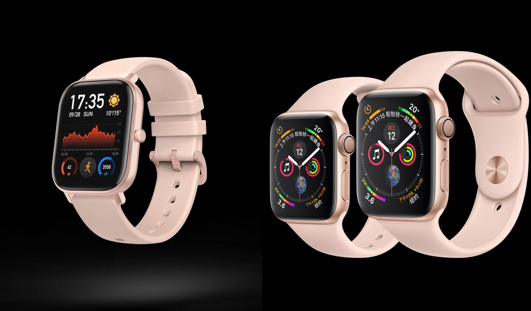 左为华米手表，右为苹果手表