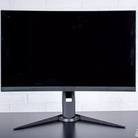 技嘉AORUS CV27F显示器外观展示(屏幕|边框|适配器)