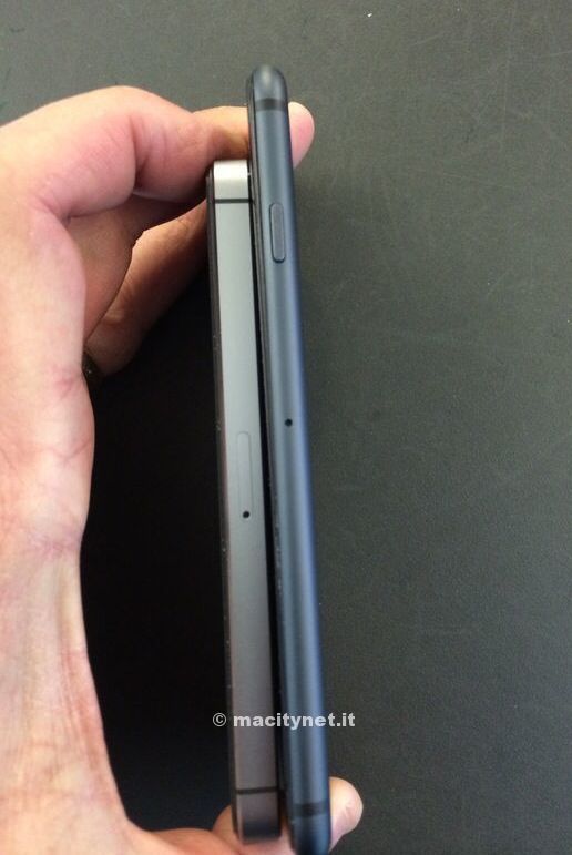 iPhone6与iPhone5S的中框对比，来源见水印