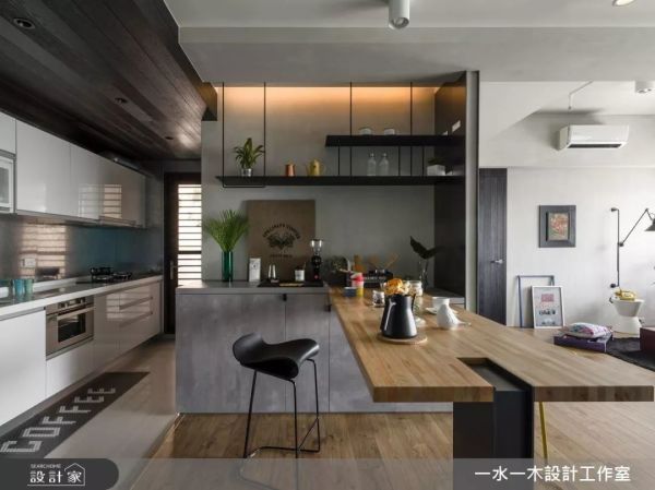 厨房与客厅餐厅相邻的大开间,让小户型瞬间放大30%