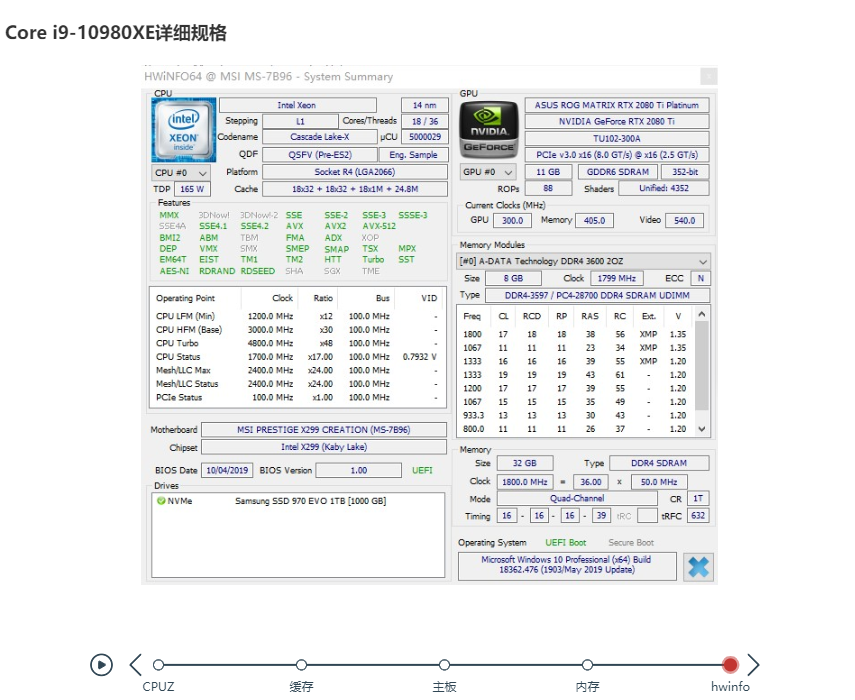 性价比更强的旗舰CPU：intel 酷睿 i9-10980XE 至尊版处理器 详细测试，单核性能提升超频空间变大