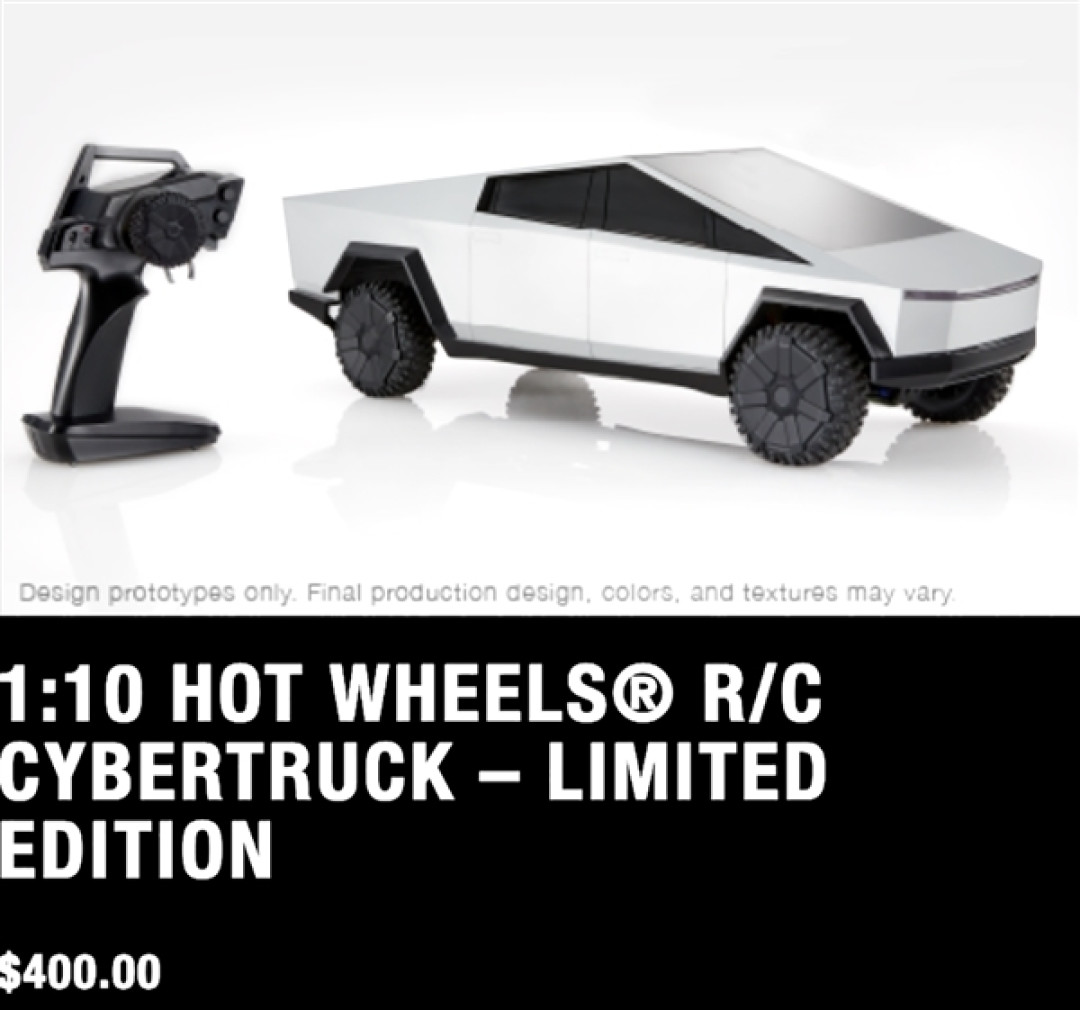 你的第一辆TESLA：Hot Wheels推出1:10 特斯拉 Cybertruck 遥控车，最高时速达40km/h