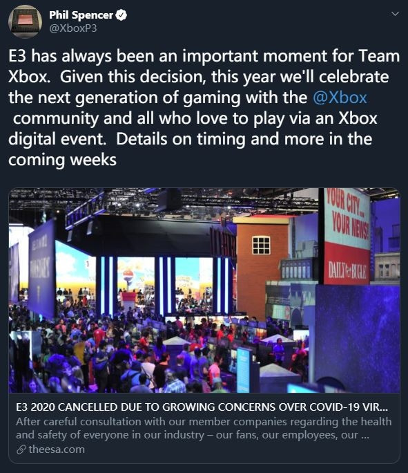 E3 2020正式宣布取消，各大游戏公司遗憾之余着手准备替代方案