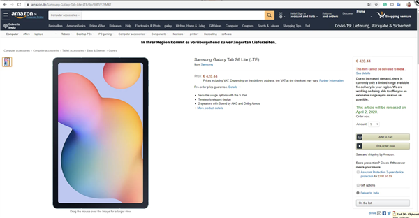 10 寸大屏的平价版“iPad Pro”：三星 Galaxy Tab S6 Lite 意外上架亚马逊