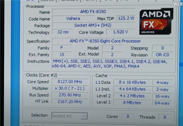 AMD 推土机 FX-8350 超频至 8.1GHz，依旧不敌 3.6GHz 锐龙