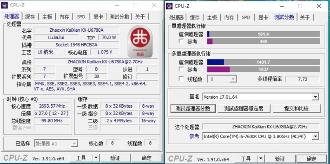 你愿意支持国产处理器吗?兆芯 KX-U6780A 评测,办公不输 i5-7400