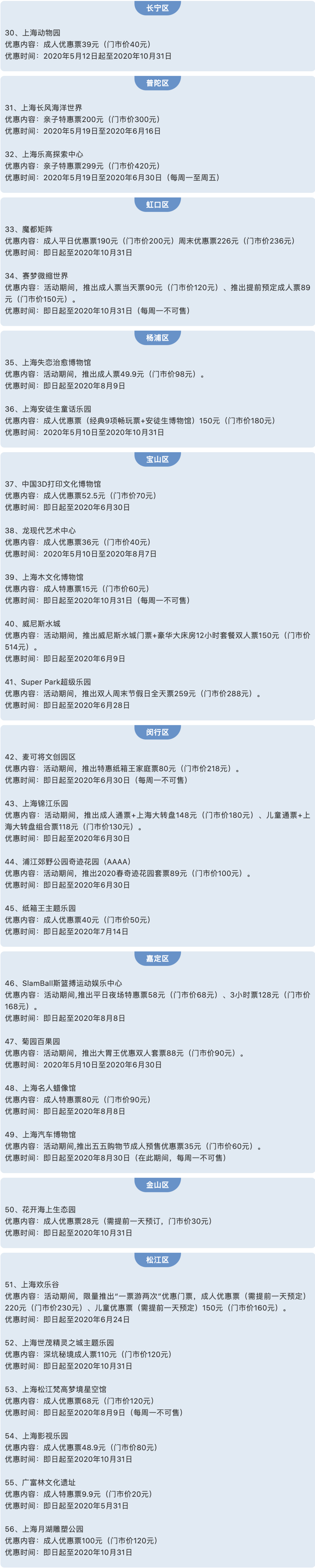 出行提示：上海121个文旅景点门票优惠了
