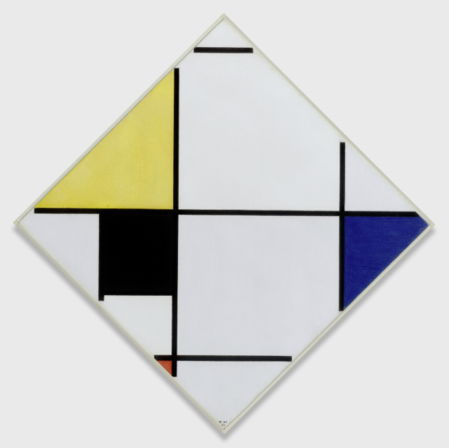 【每日映画】2020.05.26 彼埃·蒙德里安 《黄、黑、蓝、红和灰色的菱形构成》