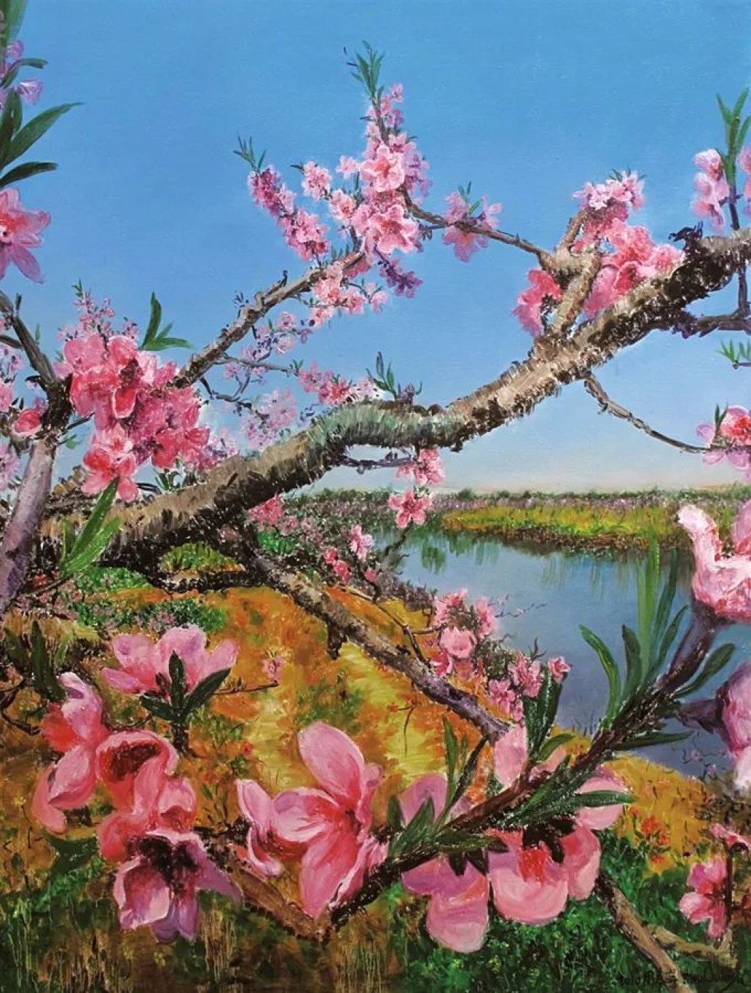 06.10 周春芽 桃花系列_油画丙烯_什么值得买