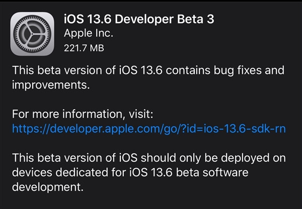 苹果开始公测iOS 13.6：修复Bug，iOS 14之前的最后一个大更新