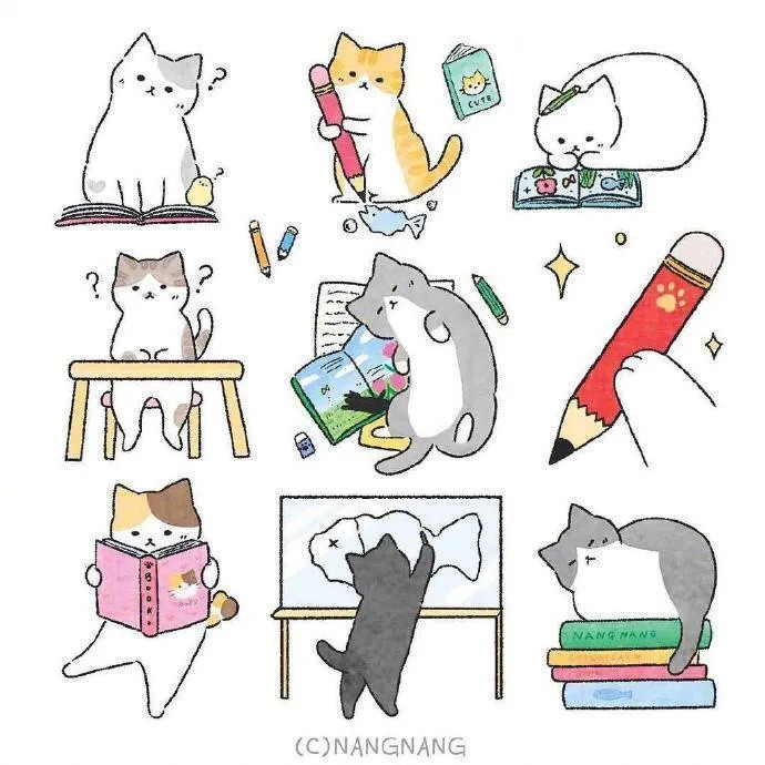 建议收藏丨猫咪绘画素材大全，为孩子留着！做手账也很实用！