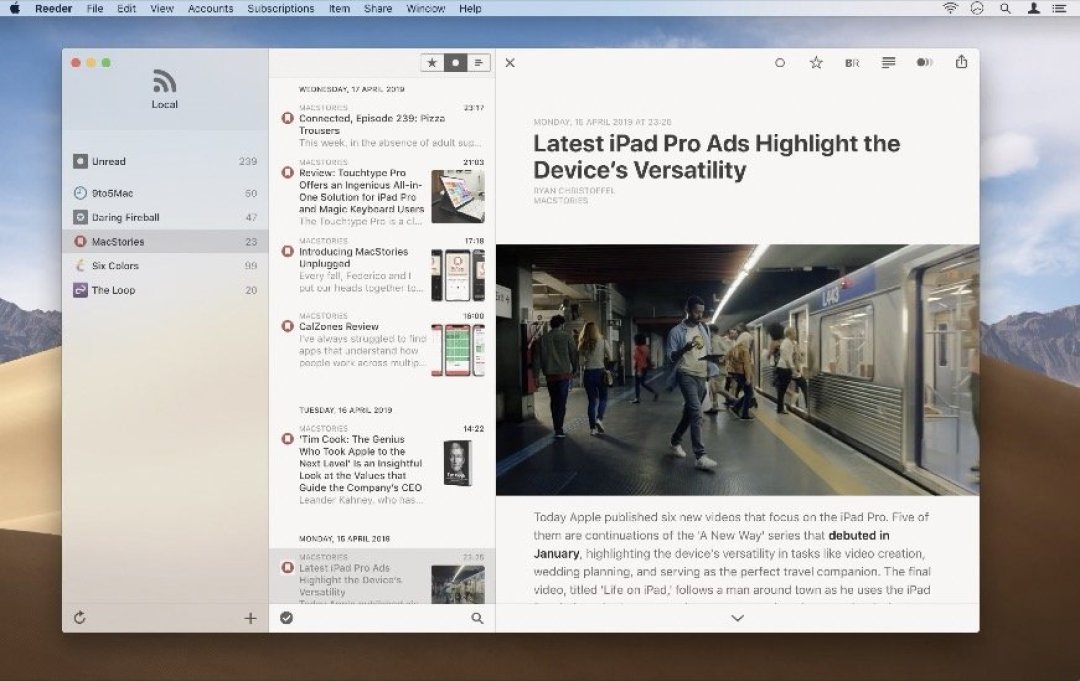 老牌RSS阅读器 Reeder 4 App开启限免活动，iPhone/iPad/Mac 平台皆可同步