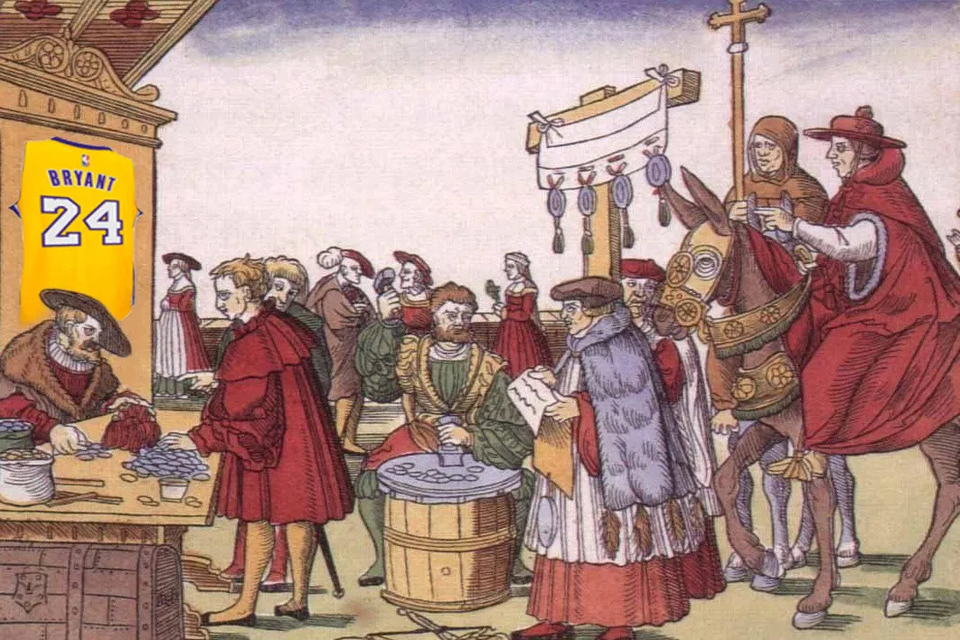 16世纪初，教皇利奥十世把赎罪券公开出售给信仰天主教的信徒以敛财。据称只要购买赎罪券的钱敲响钱柜，就可以使购买者的灵魂从地狱升到天堂。