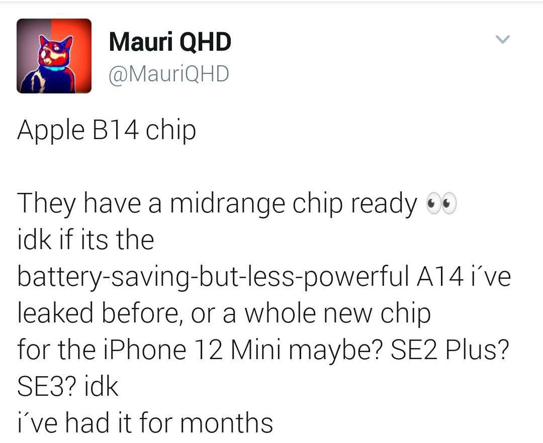 超级丐中丐?爆料称苹果 iPhone 12 mini 将采用 B14 芯片