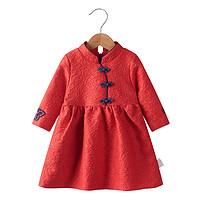 婴儿连衣裙宝宝红色裙子秋冬装2女童4小儿童长袖外穿1-3岁