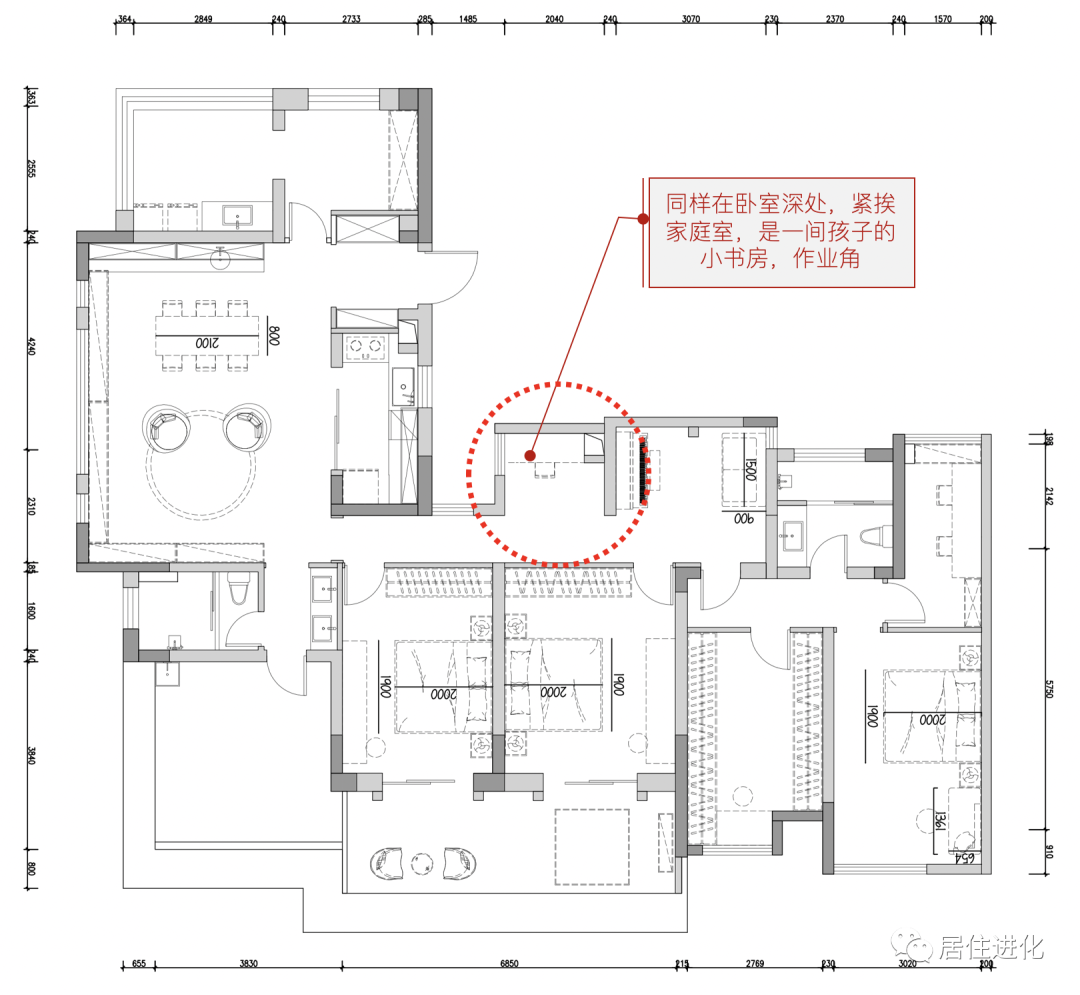 代表居住未来的房子:大餐厅双厨房、无电视客厅、还有第二客厅和作业角