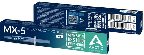 Arctic推出MX-5高性能导热硅脂,一次保用8年