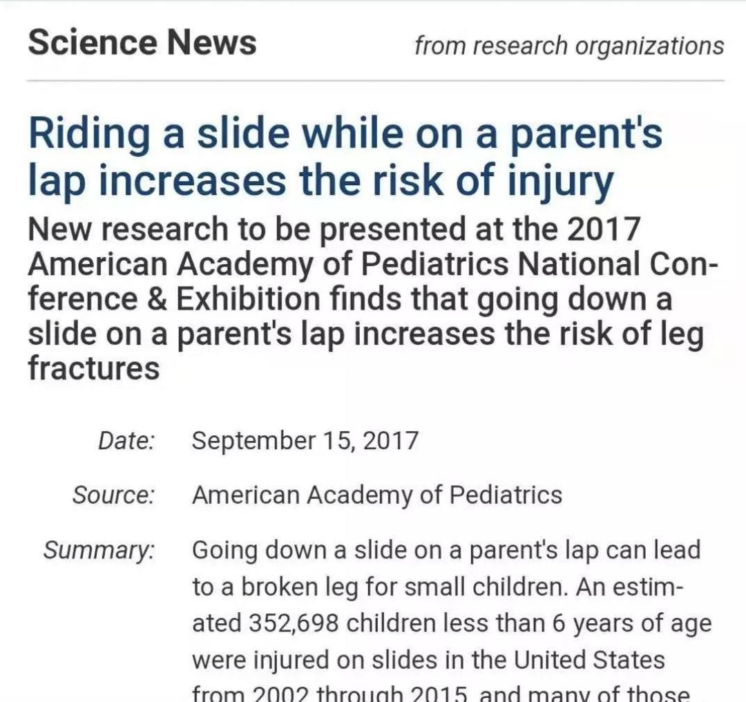 妈妈抱着一岁半宝宝滑滑梯,突然“啪”的一声孩子腿断了,这些危险你想像不到