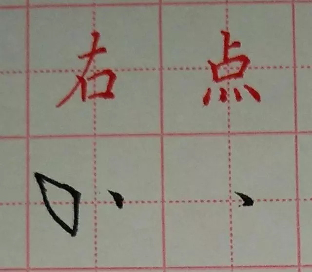 硬笔楷书行书笔画“点”画的不同写法