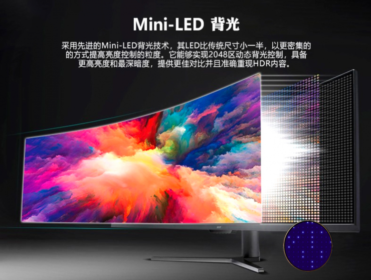 宏碁新款显示器上架，HDR 2000认证、Mini LED背光技术