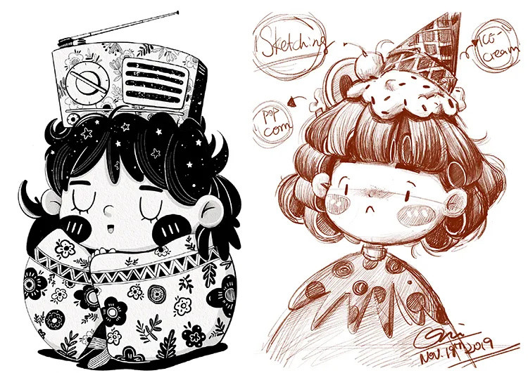 黑白插画这么画,效果一级棒!