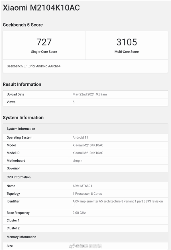 redminote10跑分出炉搭载天玑1100