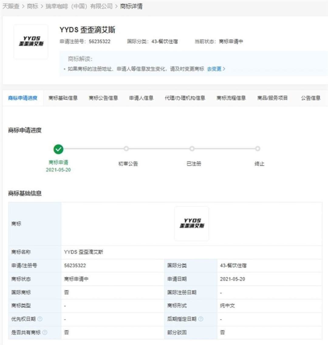 永远的神?瑞幸咖啡注册多个“YYDS”相关商标