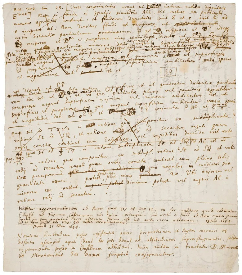 沉睡了三百年的神秘手稿：佳士得将隆重呈献牛顿名著《原理》修订手稿