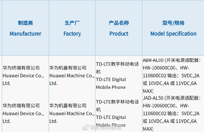 华为P50系列两款机型入网：4G版、支持66W超级快充