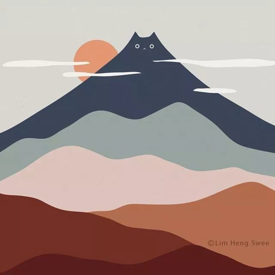 来自马来西亚插画师笔下藏不住的猫,网友直呼:这才是躲猫猫正确打开方式!