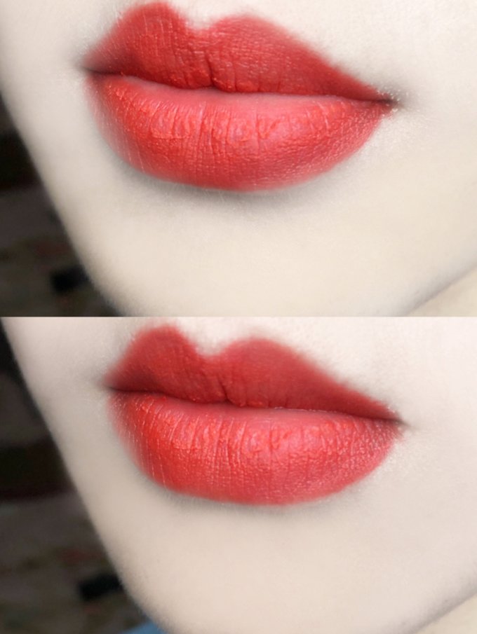 505 cherry bomb有点像樱桃红,整体颜色偏暖色.