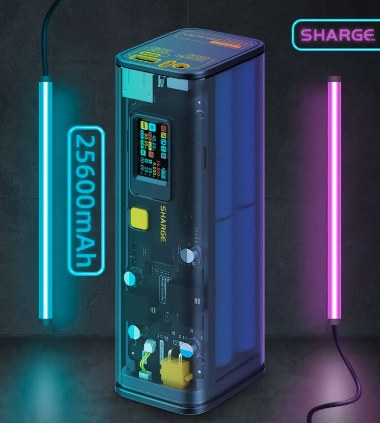 魅族联名闪极新品预热：赛博朋克+透明设计百瓦移动电源