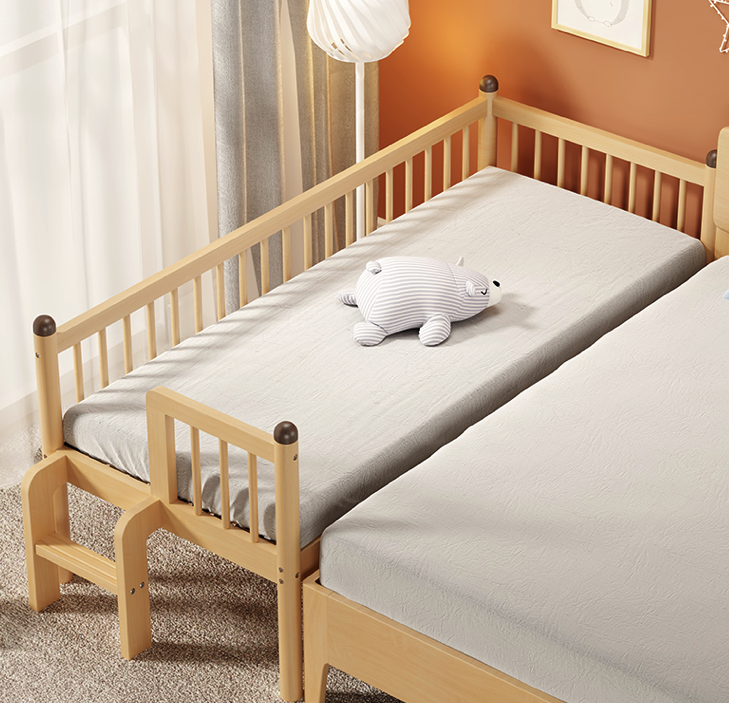 新品儿童床拼接床​，欧洲进口AA级山毛榉，无缝拼接大床，0距离陪伴孩子
