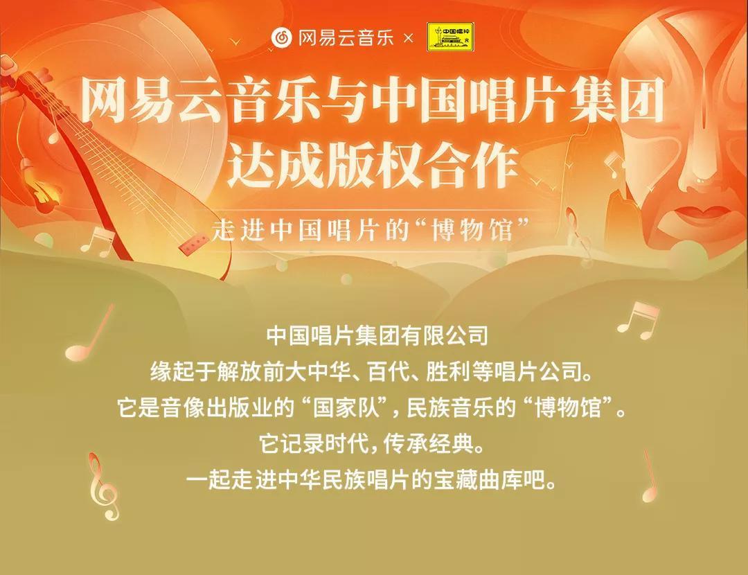 网易云音乐与中国唱片集团达成版权合作