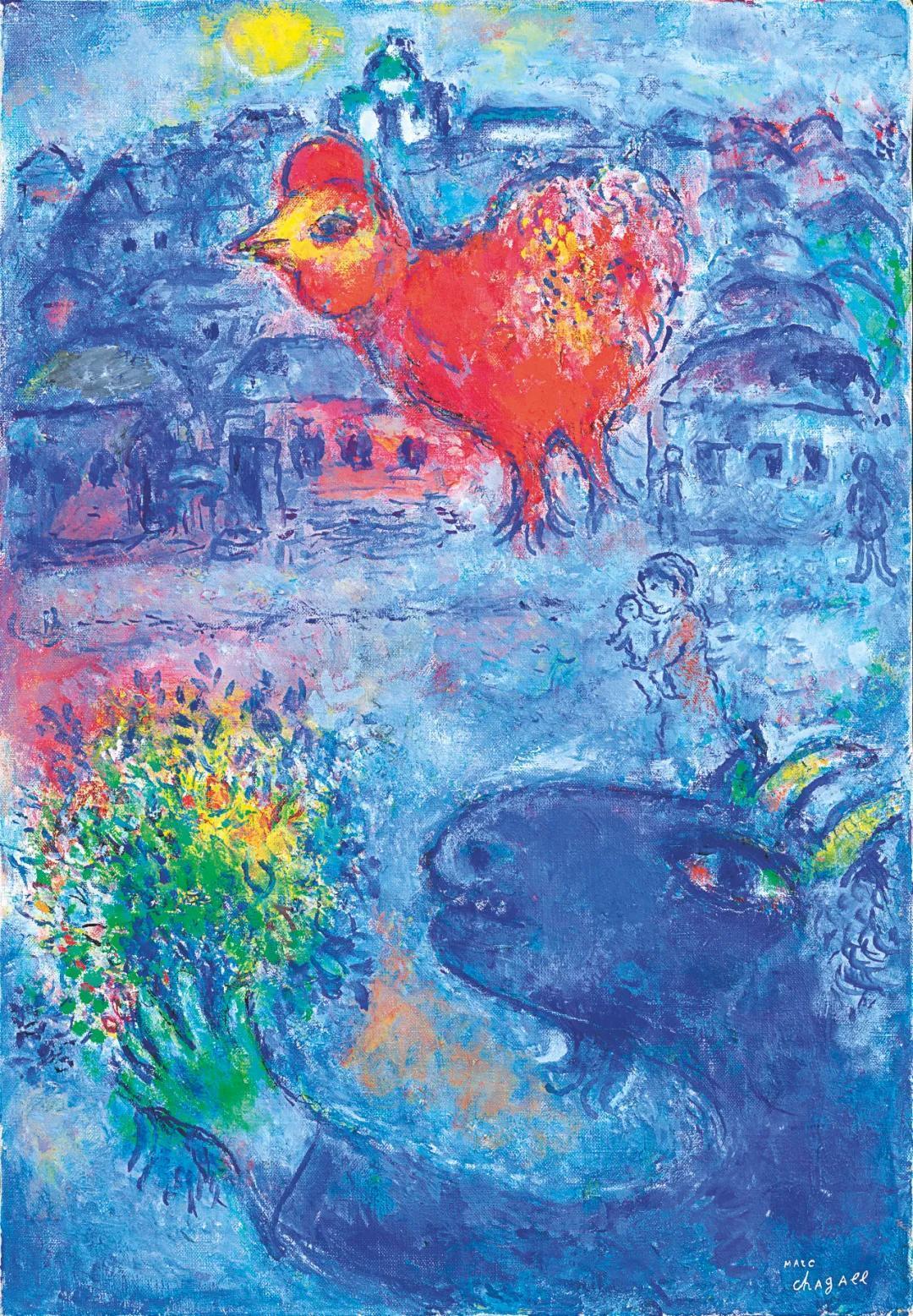 马克·夏加尔《蓝山羊与红公鸡》估价:港元 4,300,000 - 6,200,000